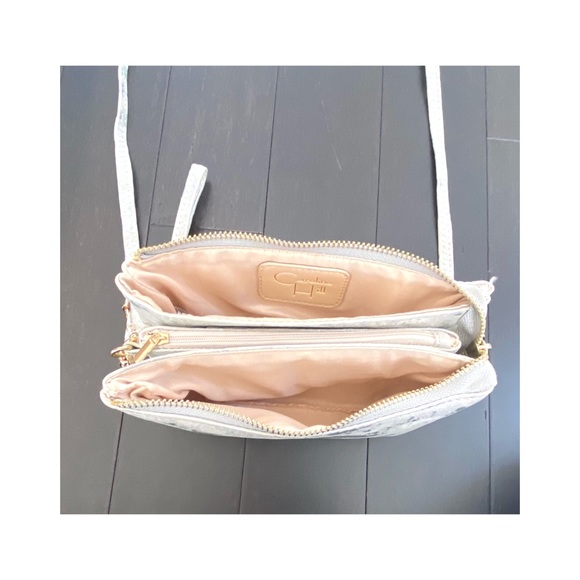 Suede Double Zip Crossbody, Yellow Gold Hardware - Picture 5 of 9